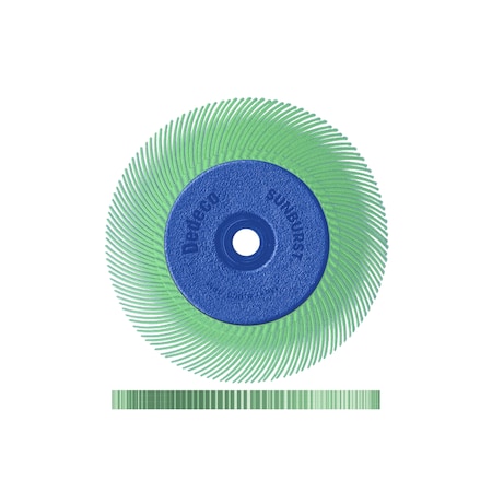 Dedeco Sunburst Radial Bristle Discs 6 in X 1/2 in Curved Tc Lt Green 1 Micron A/O 1/Unit 1883